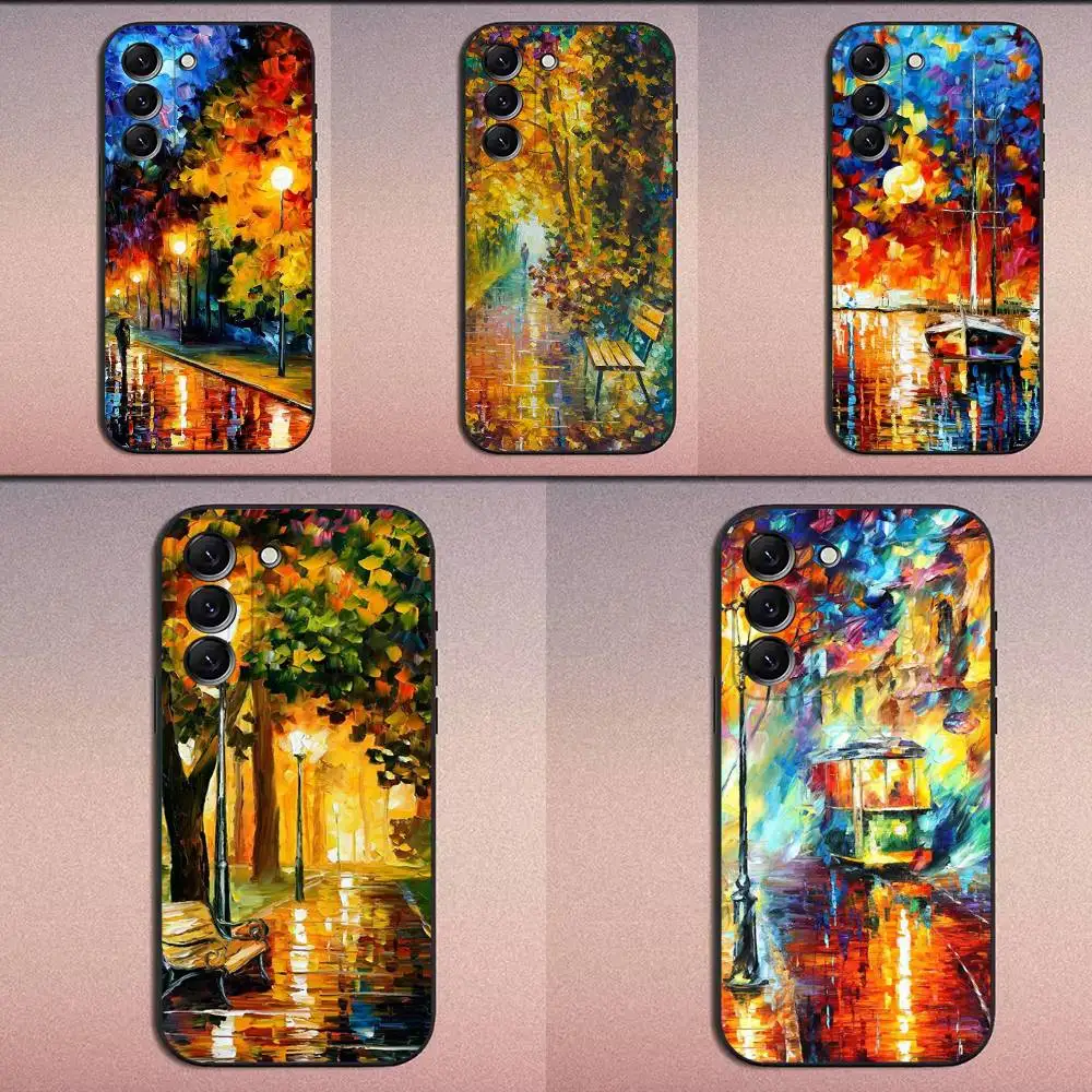 

L-Leonid A- Afremov Oil Painting Phone Case For Samsung Galaxy A20,A21s,A22,A31,A32,A52,A53,A72,73,A80 Soft Black Cover