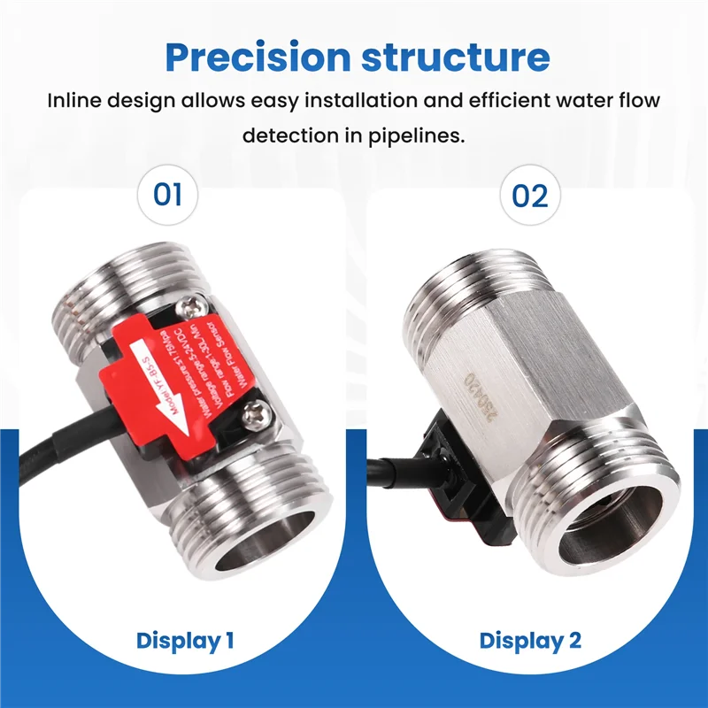AT02-YF-B5-S 50Mm Hall Effect Flow Meter Water Flow Sensor Liquid Flow Meter Industrial Fluid Flow Rate Sensor For Plumbing