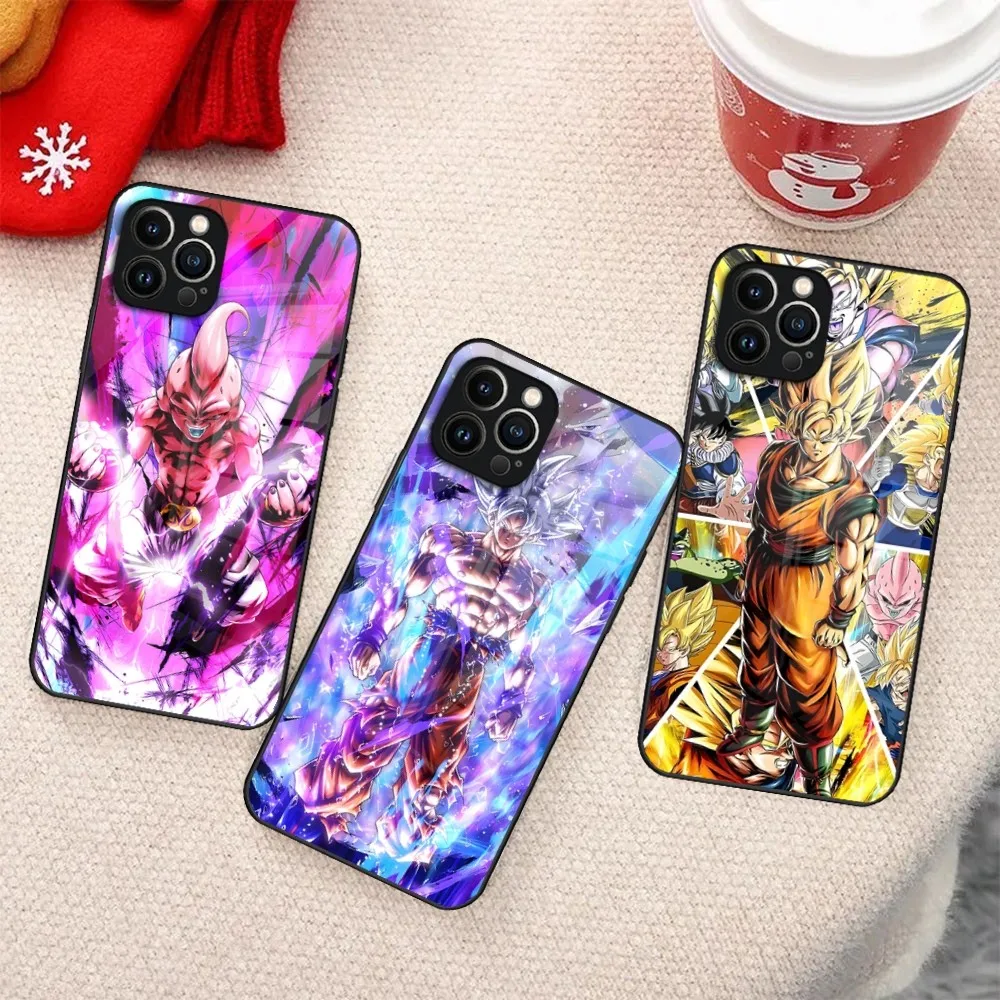 Dragons-Balls Son-Gokus Phone Case For IPhone 15 14 Pro 11 13 12 Mini XS XR Max 8 7 6 Plus SE 2020 Glass Design Cove