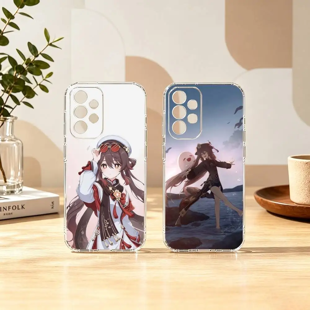 Genshin Impact Hu Tao Gift Phone Case Transparent Silicone Soft For Samsung S25,S24,S21,S22,S23,S30,Ultra,S20,Plus,Fe