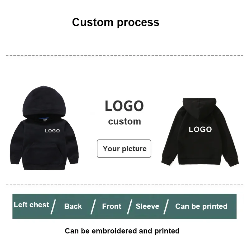 2023 Your Own Design Logo Picture Customized Print Hoodies Kids Children Sweatshirts Clothing Baby Boy Girls DIY Cotton Pullover