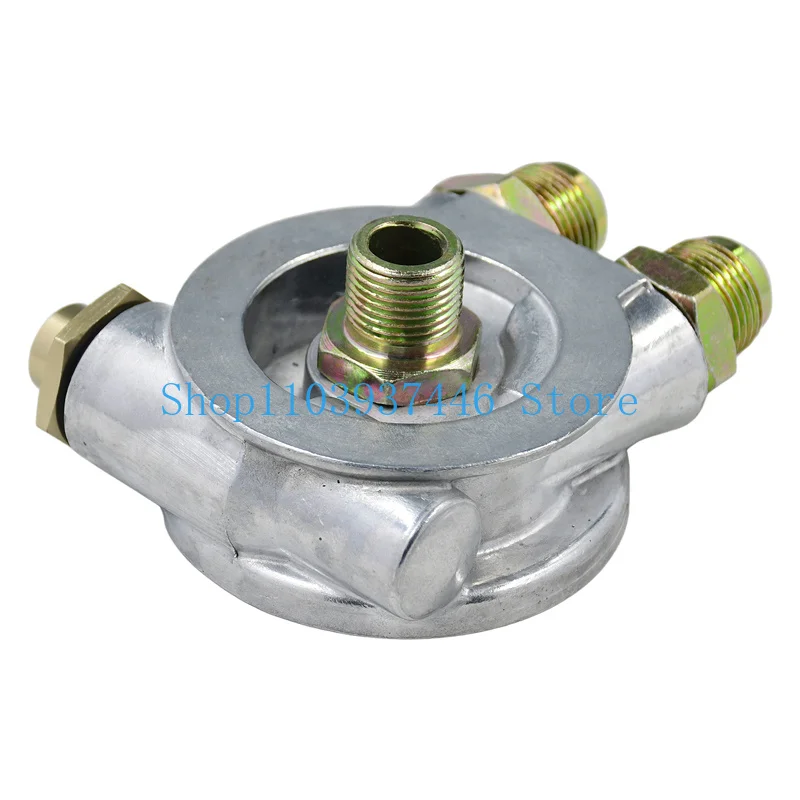 3/4” Oil Cooler Filter Sandwich Thread Plate Thermostat Adapter Set Compatible with Thread 16-UNF AN10