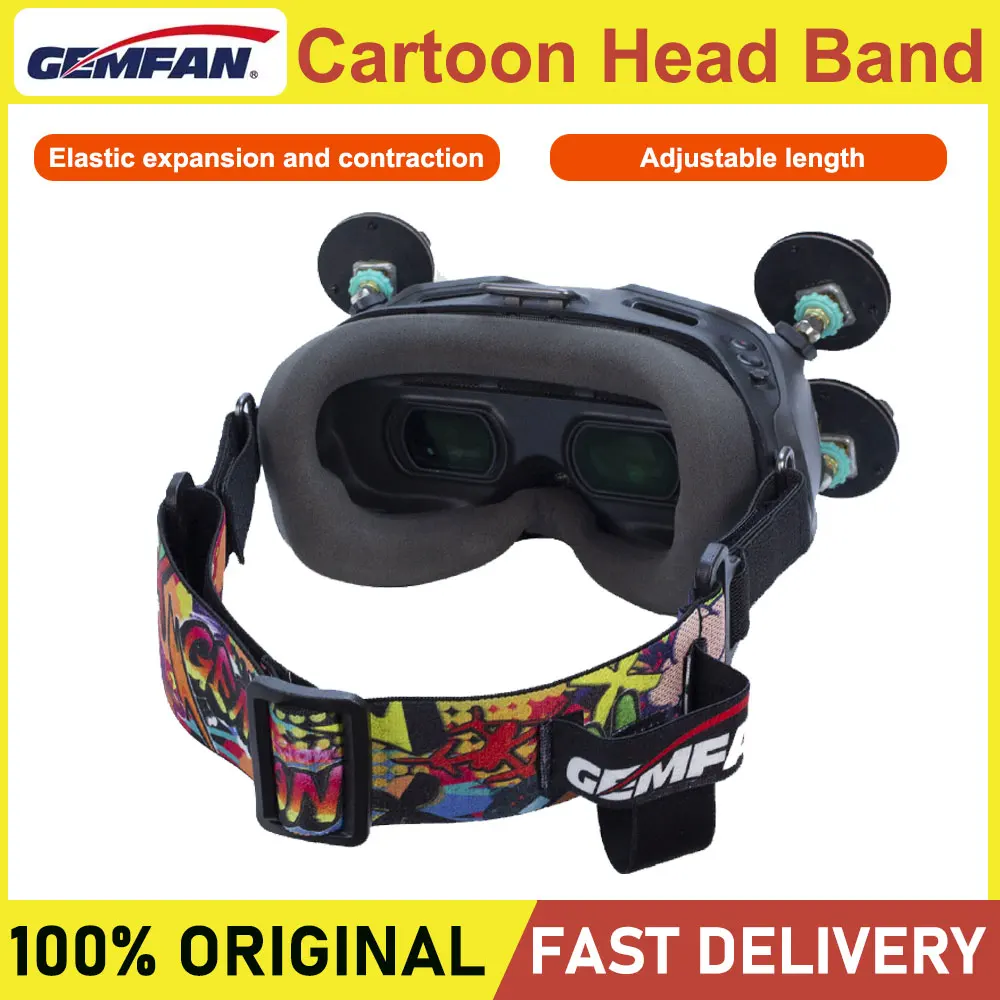 Gemfan FPV Goggles Headband Adjustable Strap Cartoon Graffiti Breathable Comfort Strap Accessories For DJI FPV Goggles