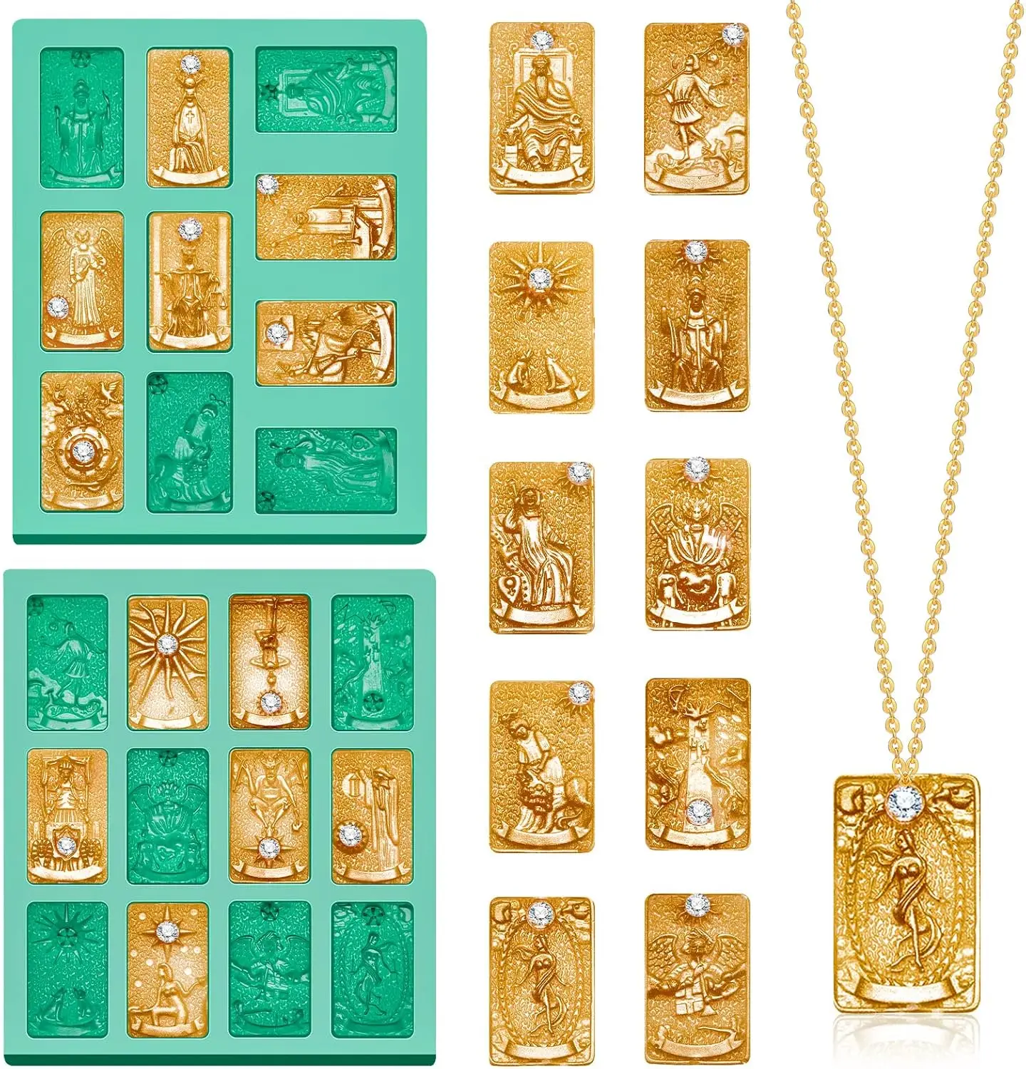 

2 Pack Tarot Card Resin Silicone Molds for Epoxy Arcana Cards Moulds 12 Cavities for Keychain Making DIY Ornaments Accessories
