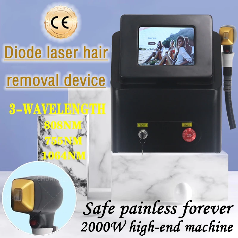 Best Depiladora Laser New Black Ice Platinum Cooling System Skin Care 808NM Diode Laser Hair Removal Machine 3-Wavelength Safe