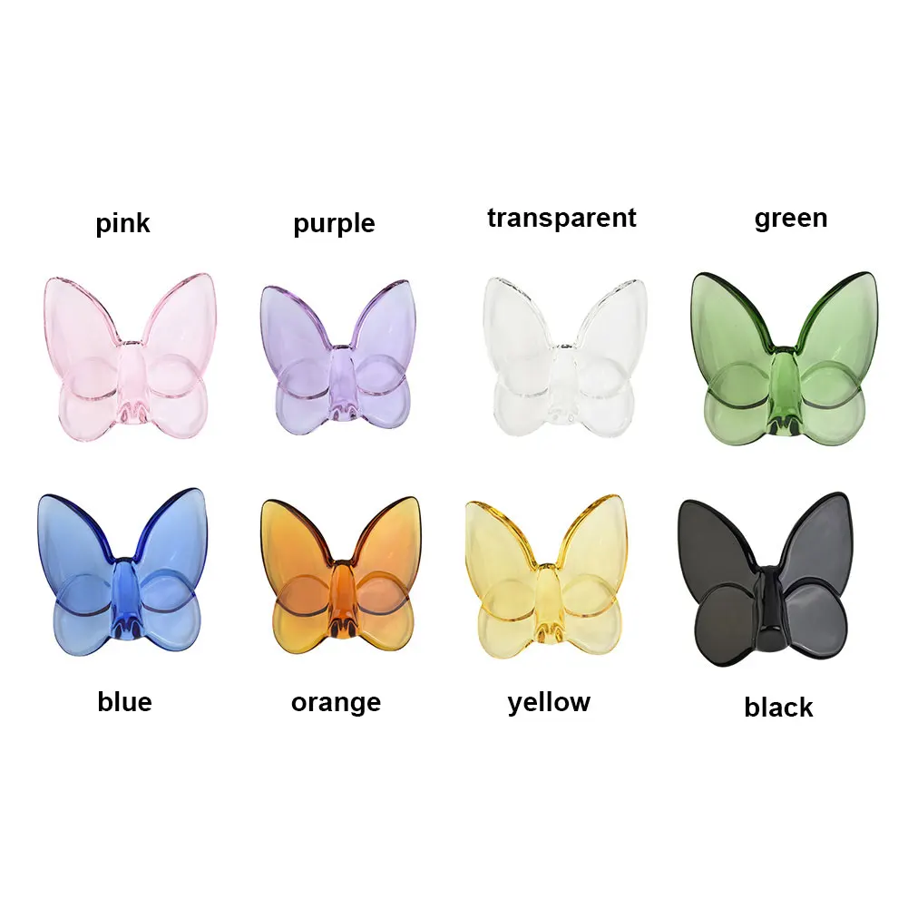 1pc Glass Lucky Butterfly Vibrantly With Bright Color Ornaments Home Decore Bright Color DIY Wedding Party Gifts