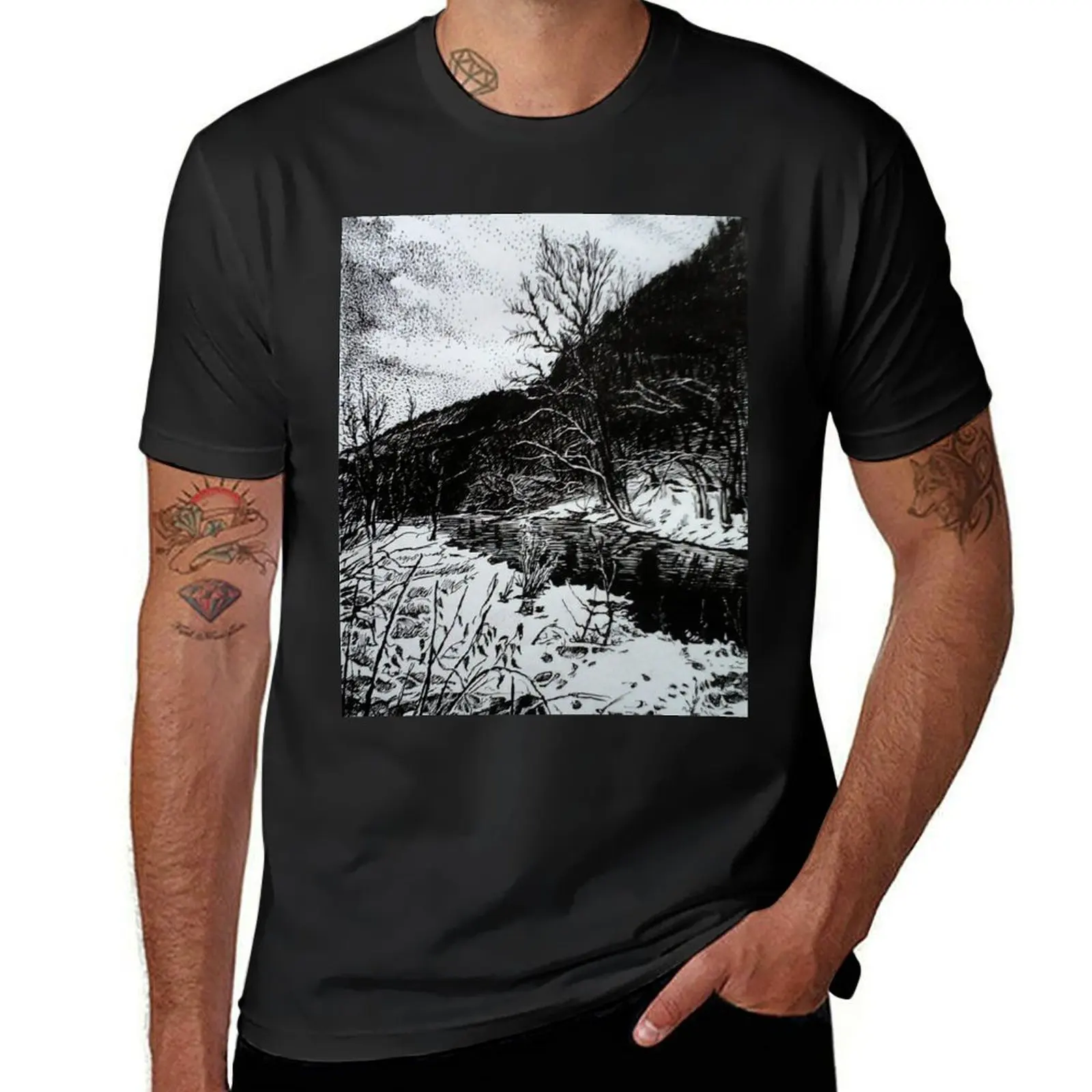 

Winter river T-Shirt cute clothes summer tops funny t shirts for men