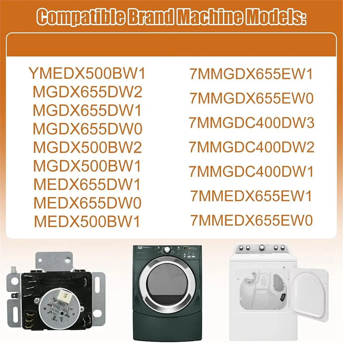 W10642928 WPW10642928 Dryer Timer for MEDX655DW1 MEDX655DW0 MGDX655DW2 MGDX655DW0 Dryer Timer Replacement