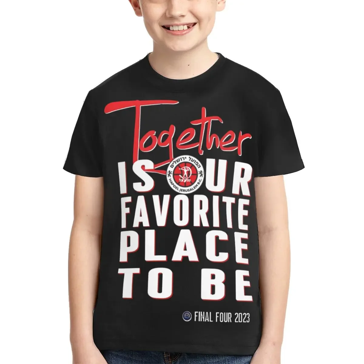 Hapoel Jerusalem Basketball T Shirt - Short Sleeve Crew Neck Soft Fitted Tee Shirts for Teen Girl & Boy