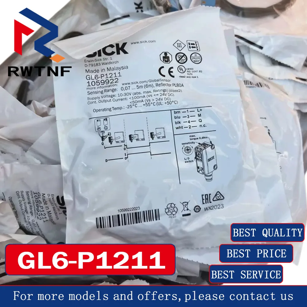 Brand New Genuine GL6-P1211 SICK Photoelectric sensor, item number 1059922,100% original warehouse stock