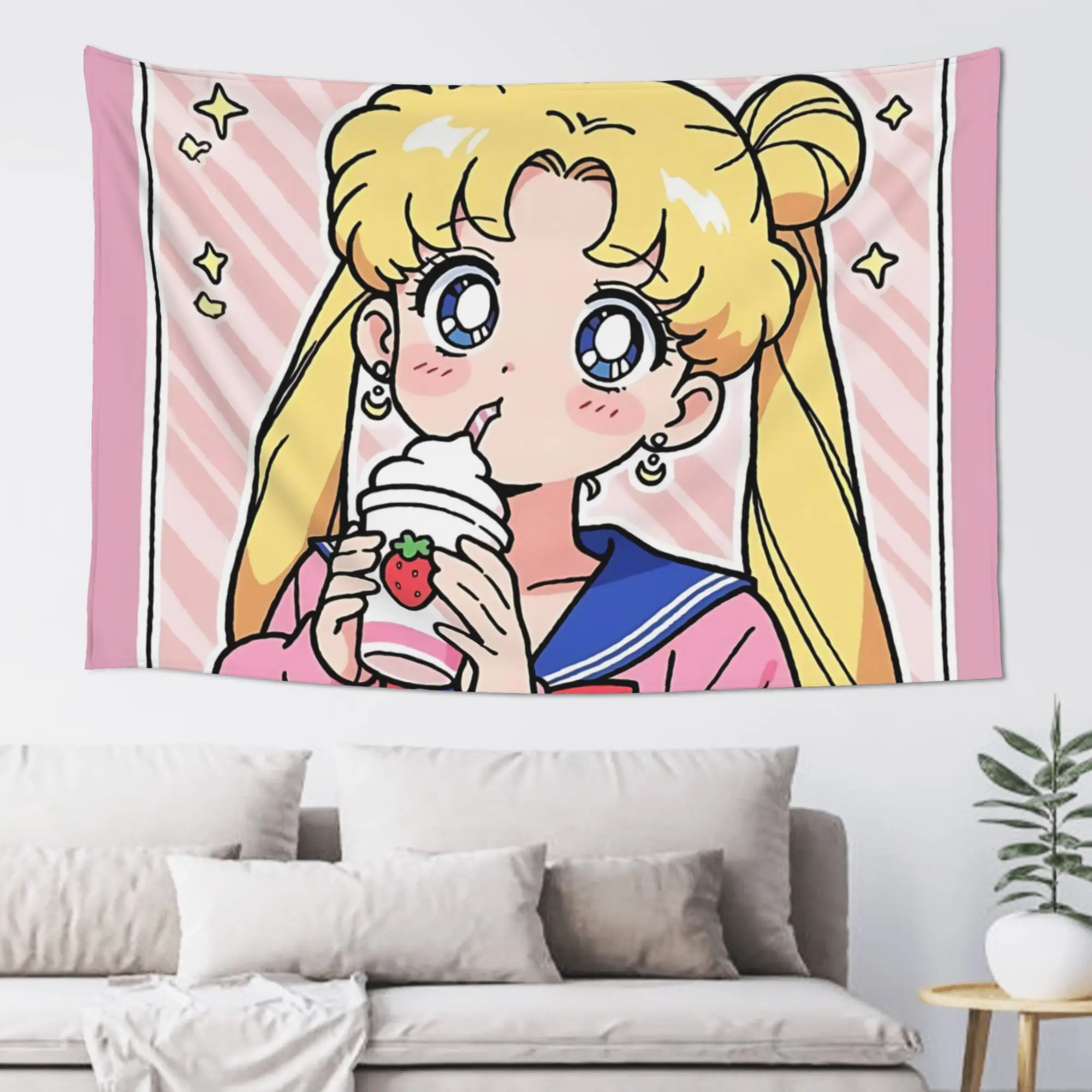 Cutecore Sailor Moons Tapestry Bedroom Decoration  Wall Hanging Blanket Tapestry Cool Stuff For Room