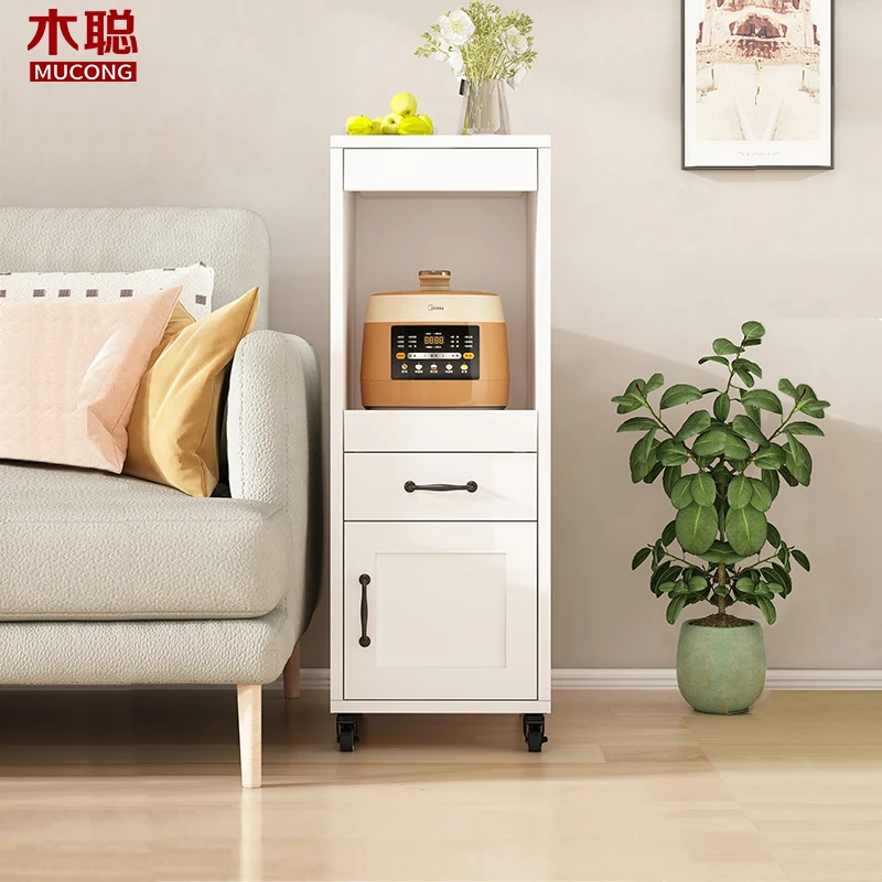 Cream Wind Movable Sofa Side Cabinet Dining Side Cabinet Crack Locker Household Appliance Locker 8G296
