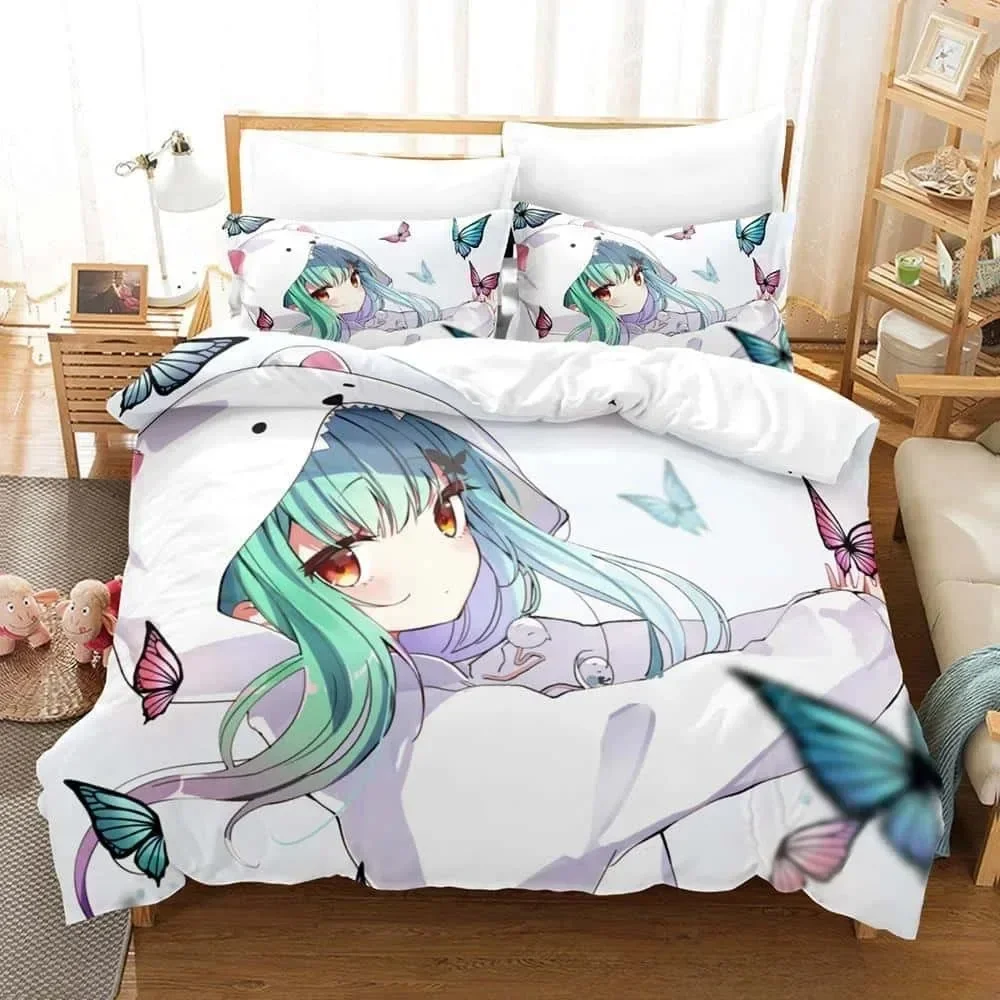 3d Cartoons Vtuber Hololive Uruha Rushia Bedding Set Single Twin Full Queen King Size Bed Set Adult Kid Bedroom Duvet cover Sets