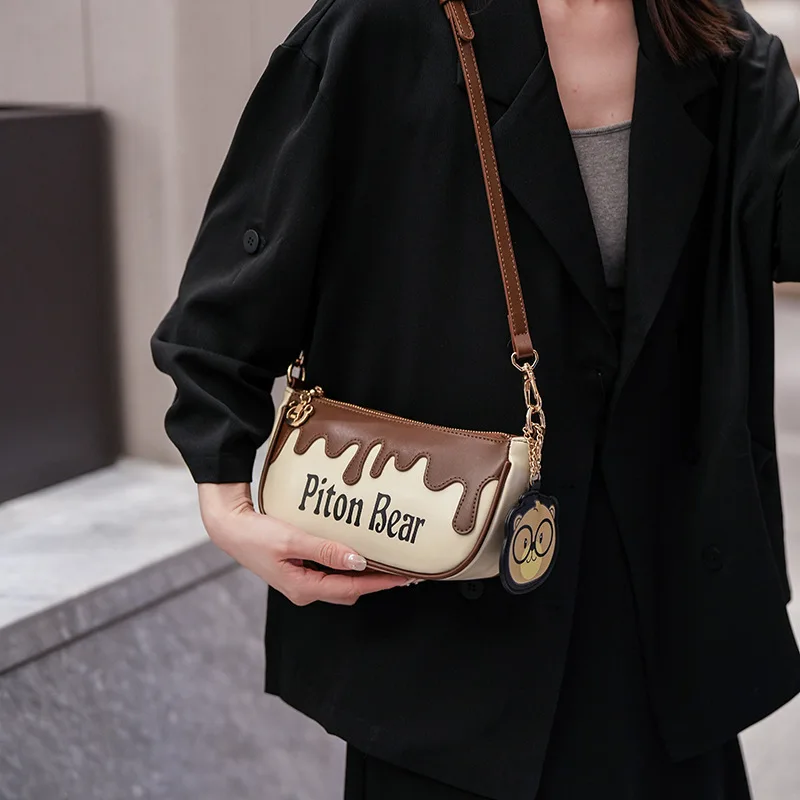 

2025 New! Women's High-End Cute Cartoon Bear Bag - Casual Fashion Shoulder Messenger Change Bag