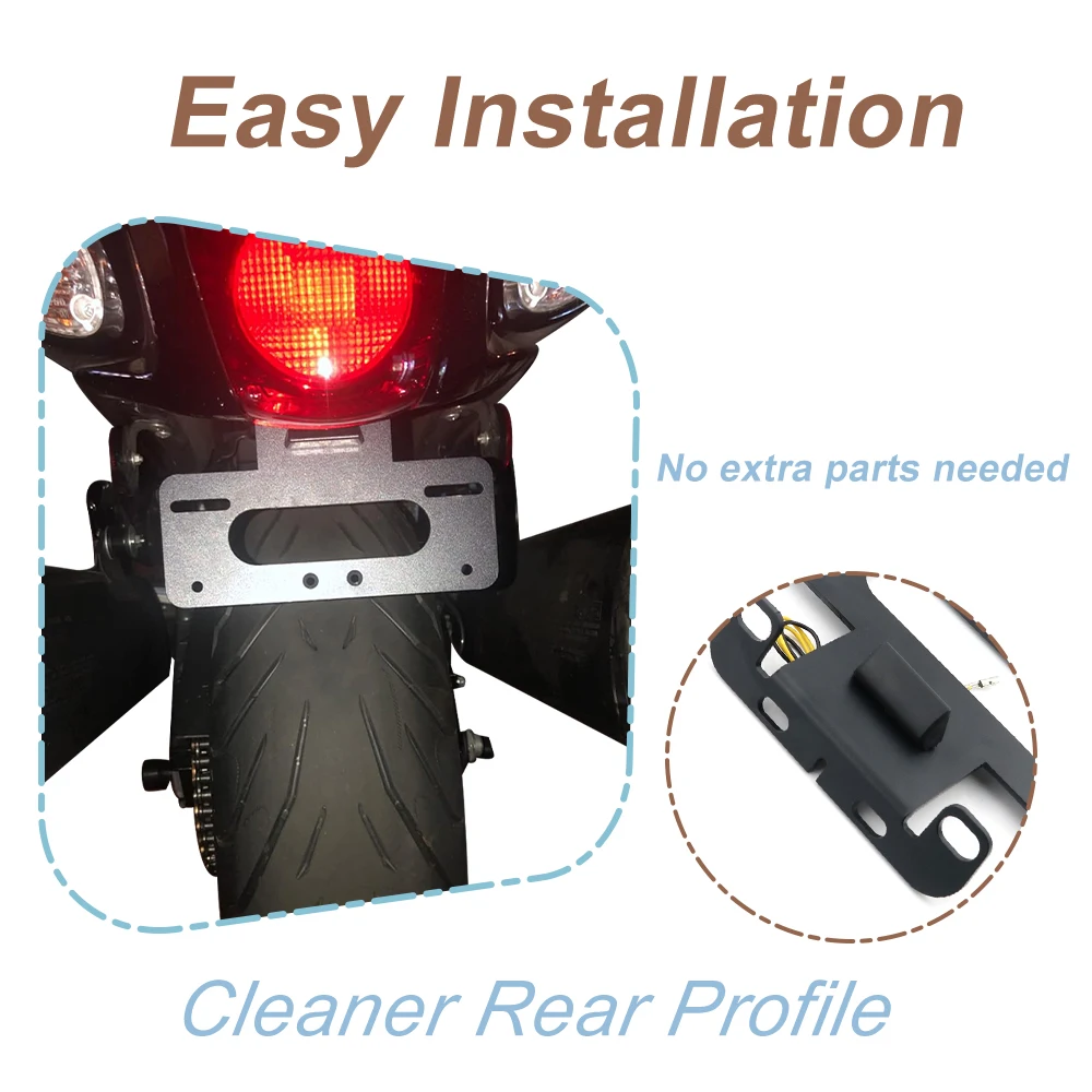 Rear Tail Tidy Fender Eliminator Kit License Plate Holder Bracket Aluminum GSX1300R HAYABUSA 1999 2000 2001 2002-2020 For Suzuki - view 4