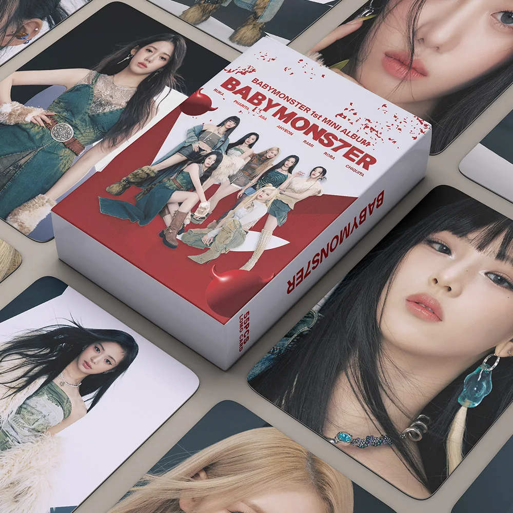 

55pcs/set KPOP BABYMONSTER Laser Card Like That Album LOMOcard Baby Monster Little Monster Postcard Collection Photo Card AHYEON