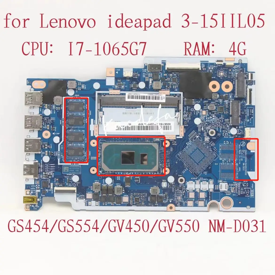 

NM-D031 для Lenovo Ideapad 3-15IIL05 материнская плата для ноутбука CPU:I7-1065G7 UMA RAM:4G FRU:5B21B36568 5B21B36570 5B21B36571 5B20S4428