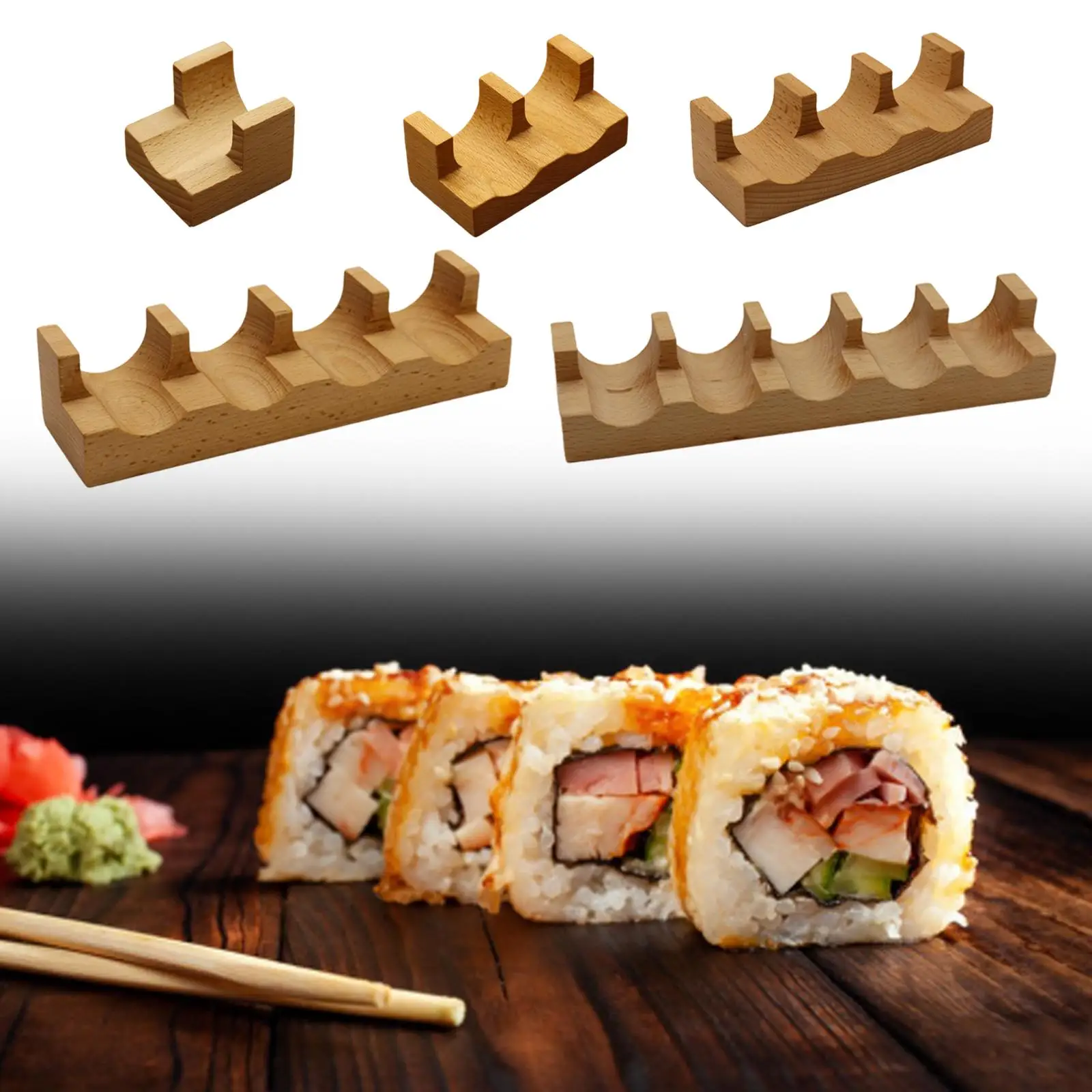 Sushi Taco Holder Decorative Tray Platter Plate Wood Temaki Holder Rack for Presentation Desktop Restaurant Gatherings Kitchen