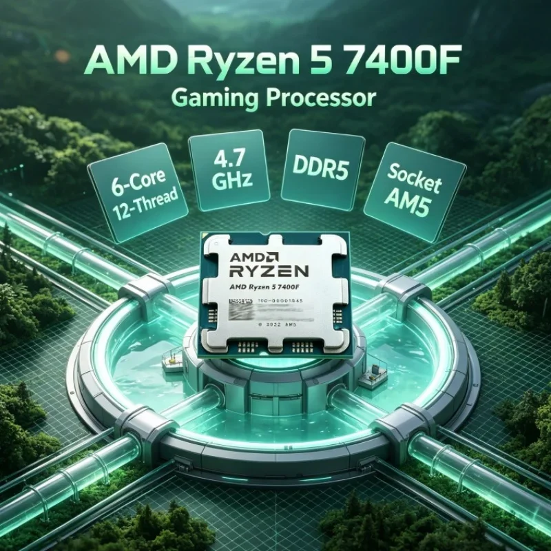 AMD Ryzen 5 7400F Gaming CPU 6-Core 12-Thread Up to 4.7GHz Zen 4 L3=32M 65W Socket AM5 Desktop Processor