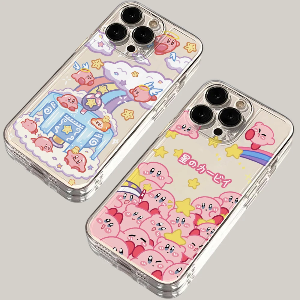 Rosa K-Kirbys Handyhülle für iPhone 17 Air 16 15 14 Plus 13 12 11 Pro Max X Xs XR 8 e Weiche TPU Transparente Schutzhülle