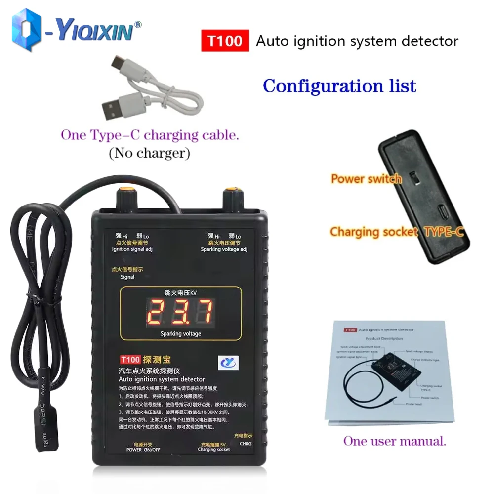 

Детектор системы автоматического зажигания AM-T100, тестер напряжения искры, анализ неисправностей зажигания цилиндров COP, портативный инструмент для диагностики.