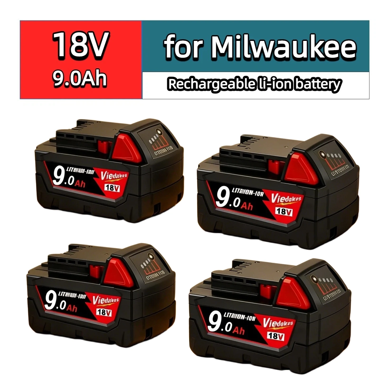 

Viedakes Original 18V 9Ah Battery for Milwaukee 18650 Rechargeable Lithium Battery M18 48-11-1850 XC