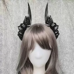 14/19cm Rose Devil Horns Hair Clips Black/White Mori Girl Hair Clips Lolita Cosplay Dress Up Hair Accessories