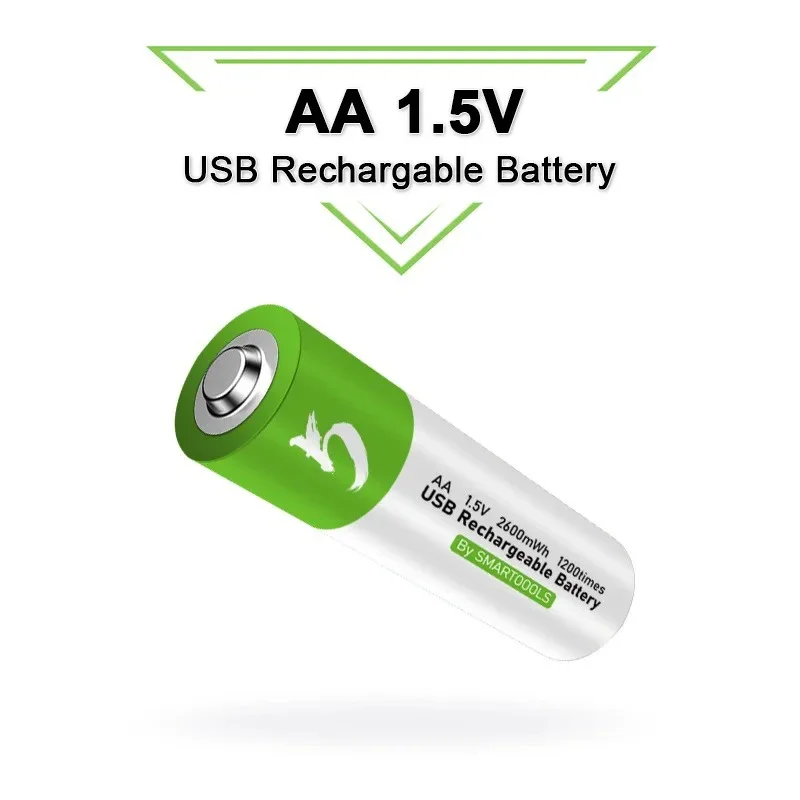 2024 New 1.5V AA USB Rechargeable Battery 2600mwh Li-ion Battery for Remote Control Mouse Electric Toy Battery + Type-C Cable