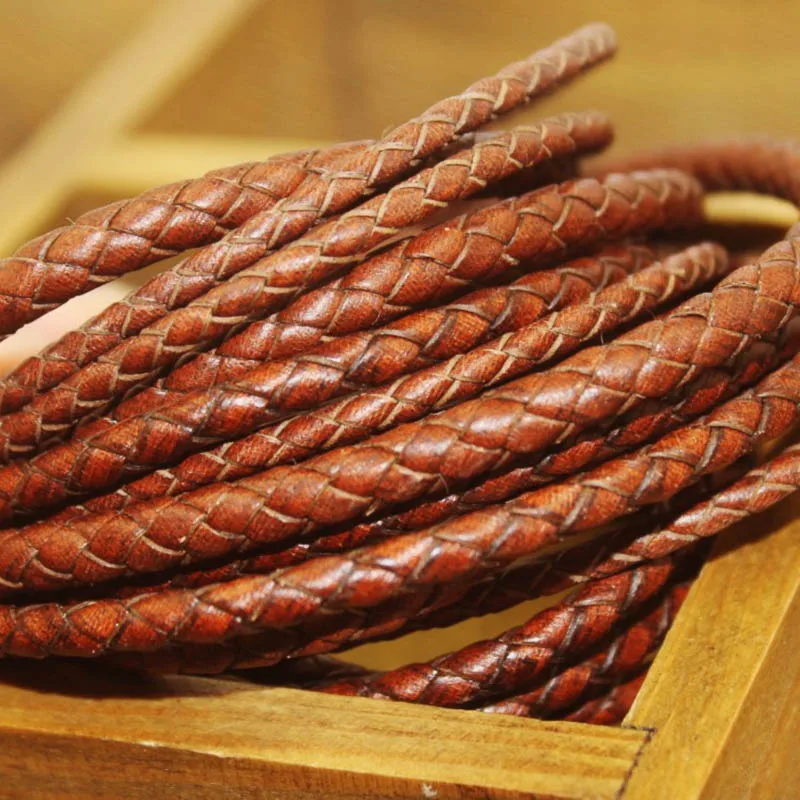 2meters Brown Braided Genuine Leather Bracelet Findings 3/4/5/6/8mm Round Leather Cord String Rope DIY Necklace Bracelet Making
