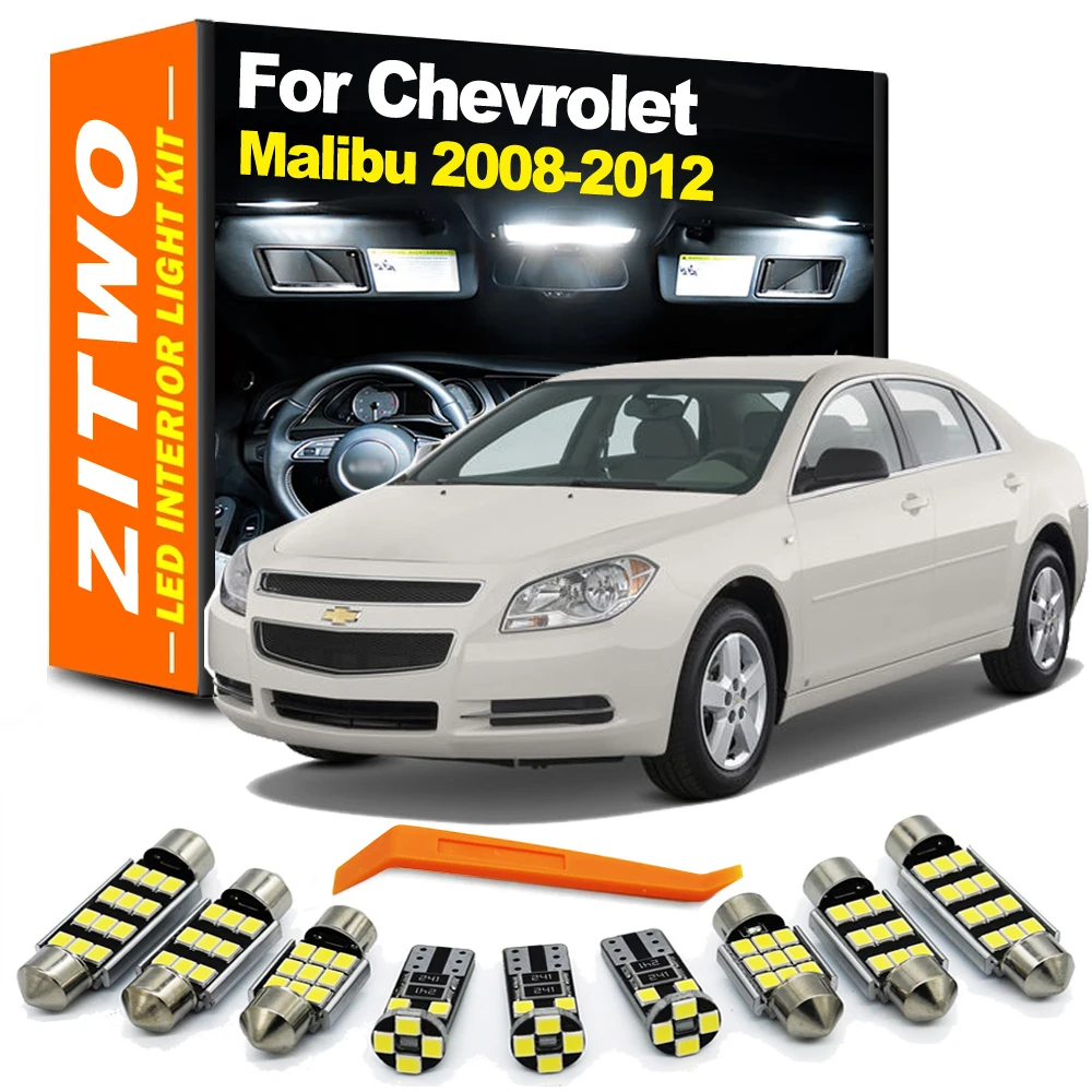 ZITWO 13 części Akcesoria LED Wewnętrzne oświetlenie do czytania map Zestaw do Chevrolet Chevy Malibu 2008 2009 2010 2011 2012 Lampa na płytę