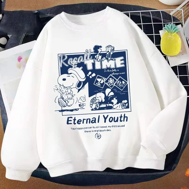 

MINISO 2025 Loose and Versatile Autumn and Winter Snoopy Print Hooded Sweatshirt, Fashionable and Suitable for Couples Comfort