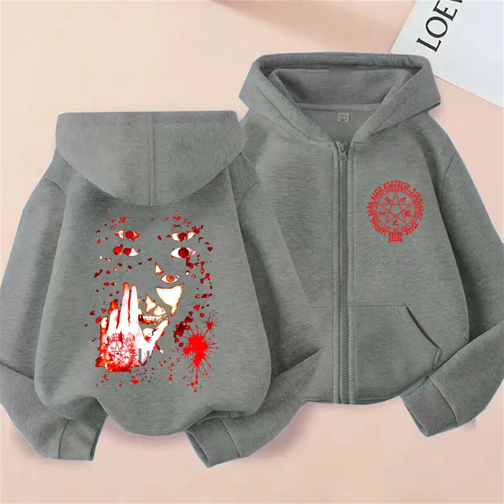 Anime Hellsing Abraham Van Helsing Vampire Alucard Face Graphic Zipper Hoodie Men Women Fashion Manga Oversized Zip Up Hoodies - view 3