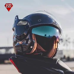BR Carbon fiber Advant Flip Up Motorcycle Helmet ECE DOT Certification Double Lens Helmet Cascos Para Moto Capacete Casco Moto