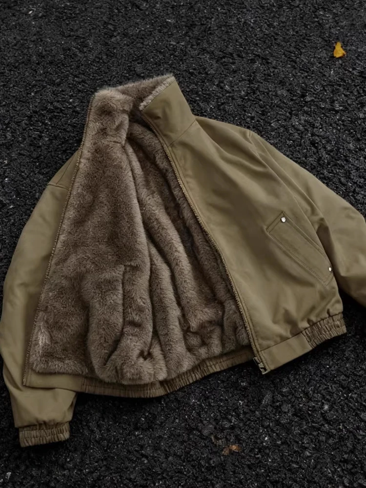 الرجعية الأمريكية Sle الرجال القطن Jaet مع الفراء طوق شتاء دافئ Waed قماش كلينفيت الثور القماش الشباب Faion معطف