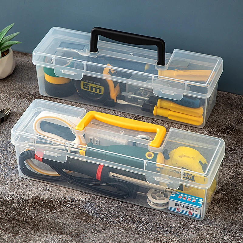 

Ручной ящик для хранения Thiened, однослойный ящик для инструментов для использования в автомобиле, органайзер для инструментов для домашнего ремонта, прозрачный прямоугольный...