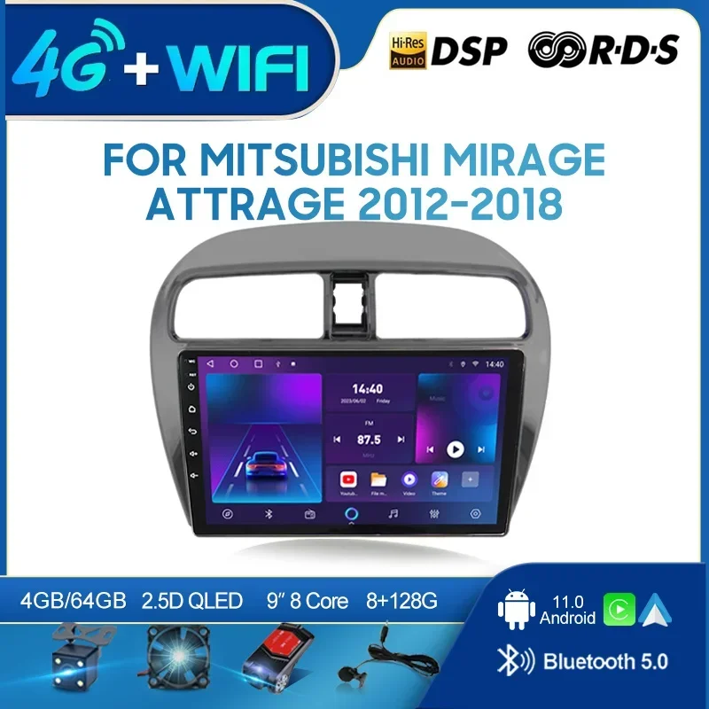 

Android 12.0 Car Radio Multimedia FOR MITSUBISHI MIRAGE ATTRAGE 2012-2018 2 din Video Player GPS Navigation 4G Carplay Head