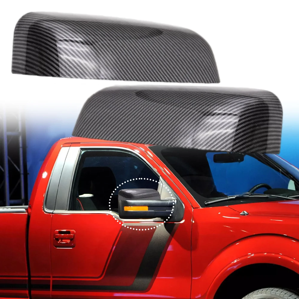 

2 шт., черные карбоновые боковые зеркала заднего вида, сменные колпачки для Ford F-150 2009 2010 2011 2012 2013 2014