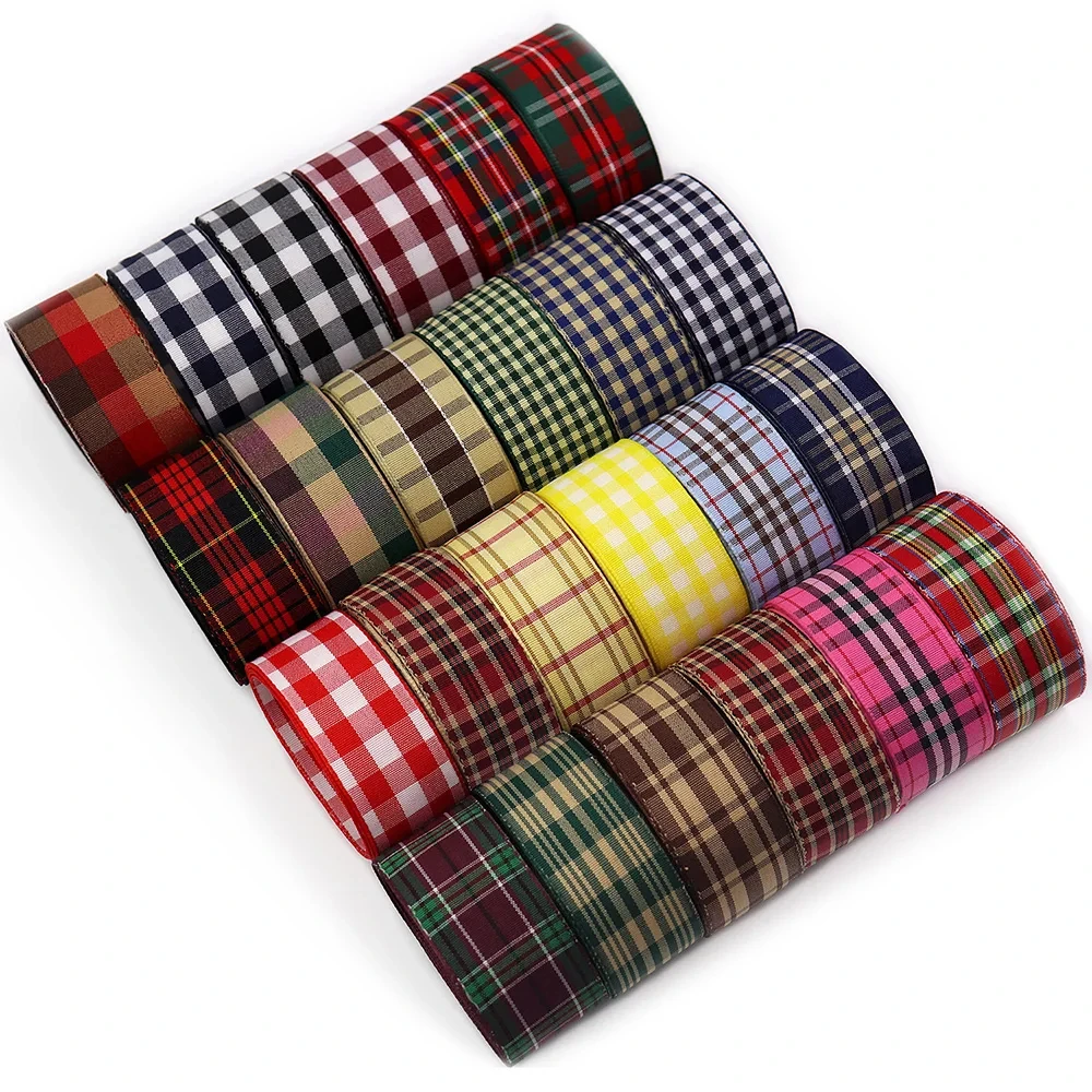 Gingham Ribbon Checkered Ribbon 1-Inch Wide Taffeta Plaid Ribbon 5 Yard Long 100% Polyester Woven Edge