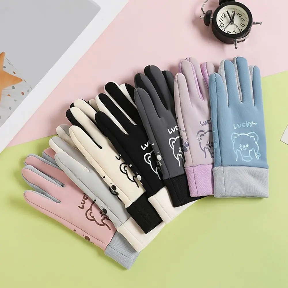 Met fleece gevoerde winterkinderhandschoenen Koudbestendig Winddicht Lange vingerhandschoenen Waterafstotende cartoon buitensporthandschoenen