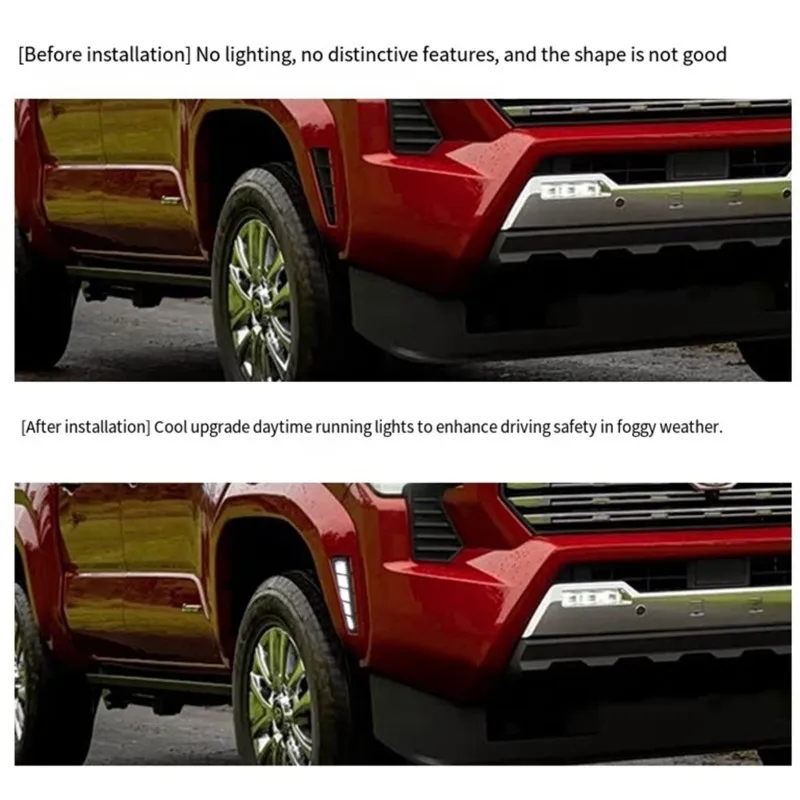 DT42-LED Front Wheel Arch Side Marker Lights For Toyota Tacoma 2024-2026 Fog Lamp Daytime Running Light Turn Signal Light