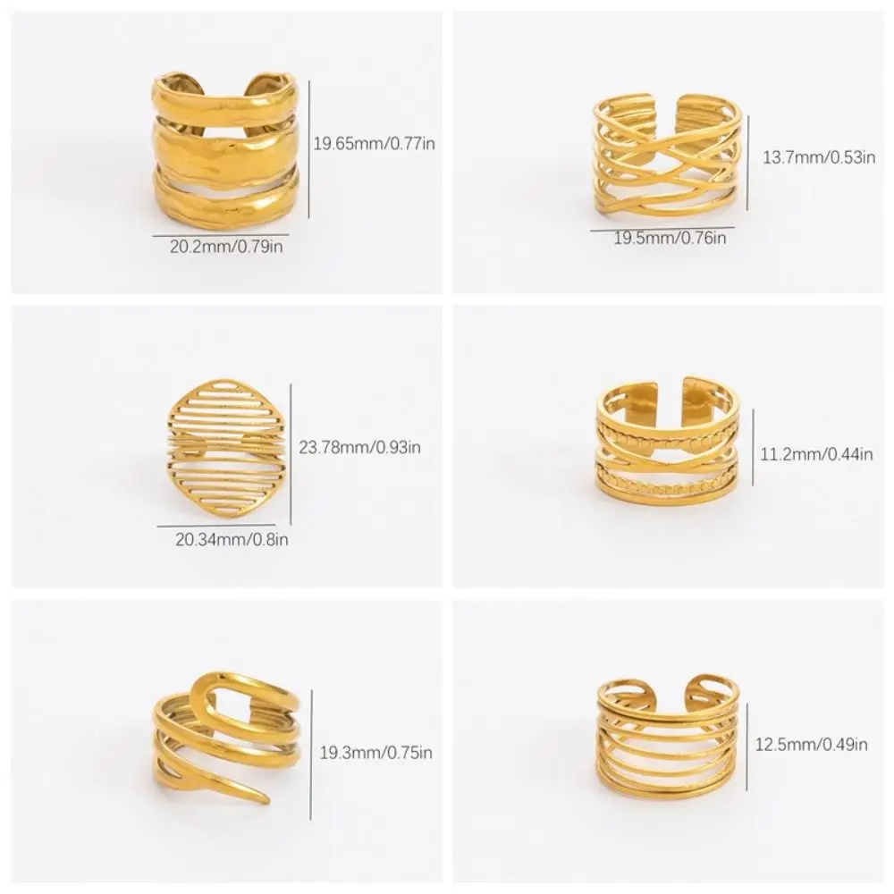 Creative Adjustable Multi Layered Ring Fastness Gold Irregular Ring Stainless Steel Open Women's Ring Gift