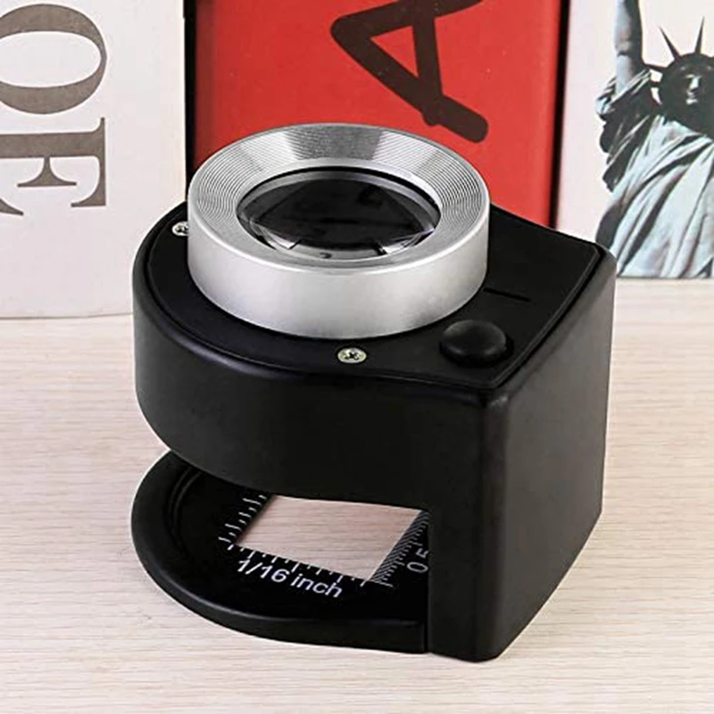 30X Scale Desktop Magnifier with 3 LED Mini Handheld Illuminated Magnifying Glass Dual Optical Glass Jeweler Loupe