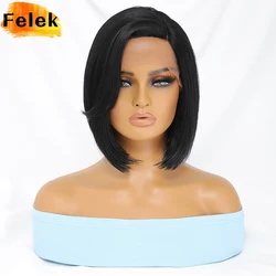 Short Bob Synthetic Lace Front Wigs For Black Women Brown Blonde Daily Cosplay Party Lace Wig Heat Resistant