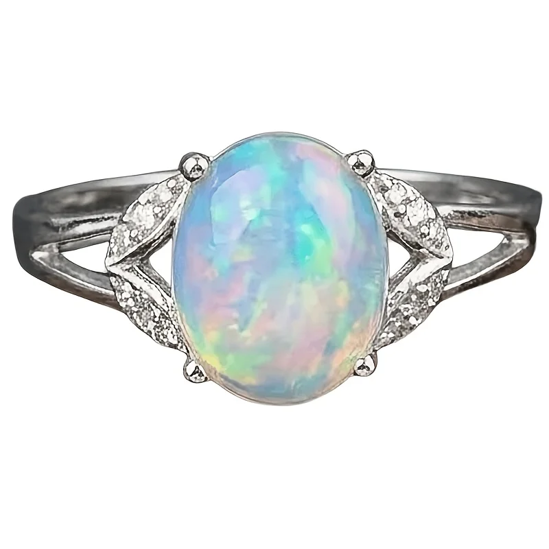 1pc 79mm Natural Opal, S925 Sterling Silver Ring | Play-of-Color | Glam | Black Friday, Thanksgiving, Christmas Gift xinhengtai