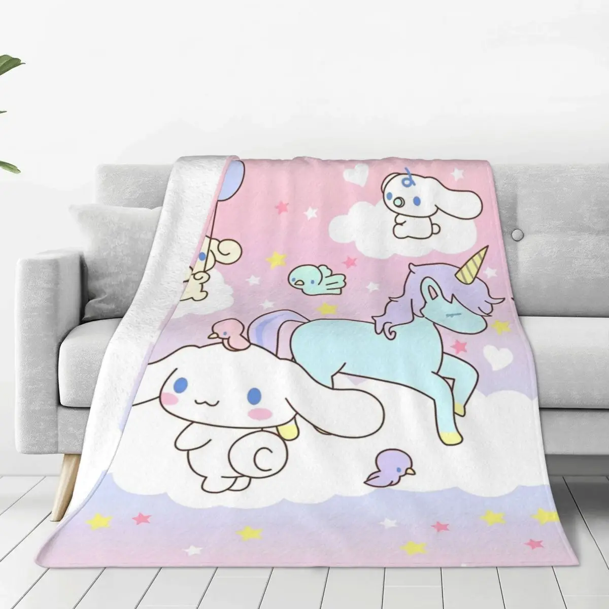 

Sanrio Cinnamoroll Blanket Decorative Flannel Bedding Throws For Couch Chair Sofa Bed Warm Customized Quality Bedspread Gift