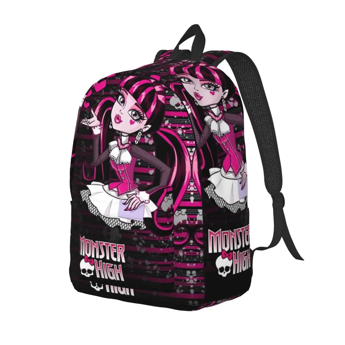 Monster High Anime Draculaura Fashion Backpack Durable Student Work Cartoon Funny Daypack for Men Women Laptop Shoulder Bag