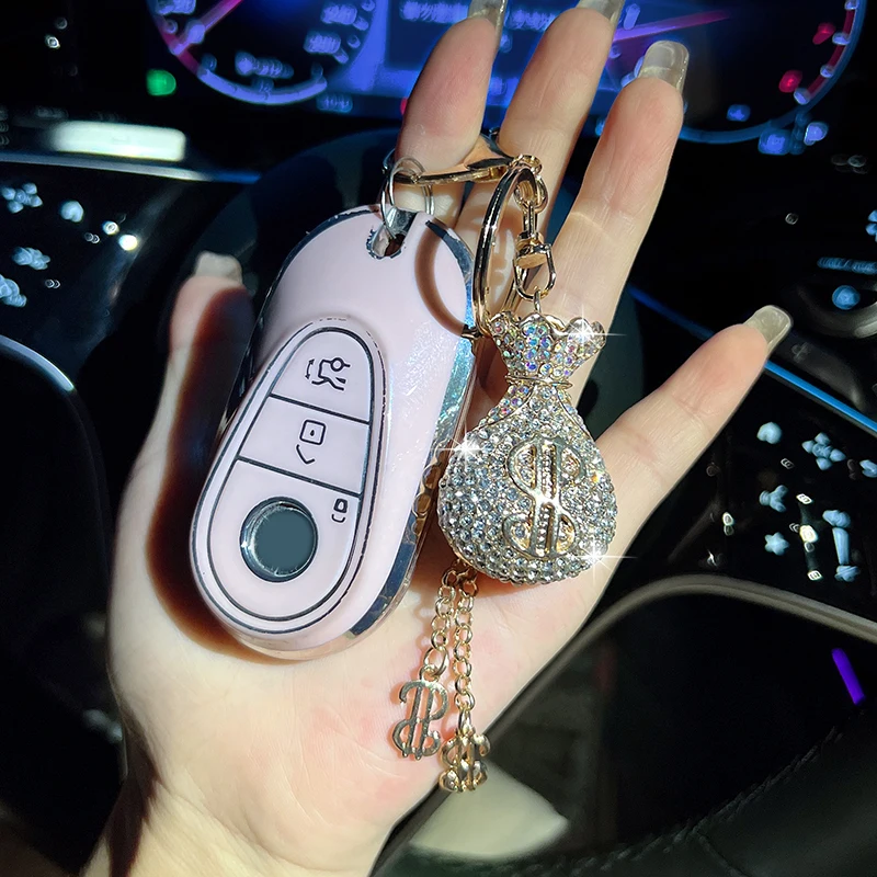 Creative Crystal Money Bag Car Keychain Exquisite Diamond Set Bag Pendant Metal Keychain Gift Accessories