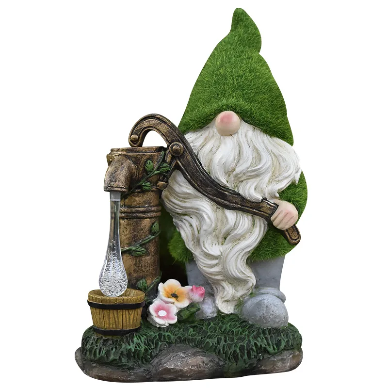 Whitebeard Dwarf Resin Goblins Ornament Handicrafts Garden Cartoon Old Man Elf Christmas Statue Solar Garden Decorative Lamp