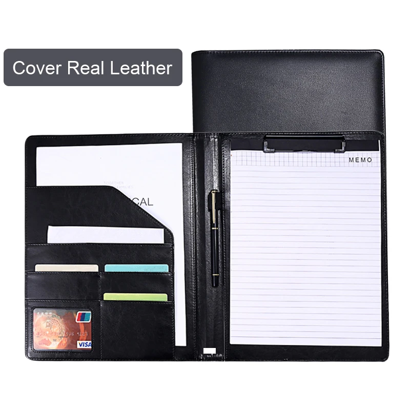 Stationery Supply A4 Premium Genuine Real Leather Portfolio For Document  File Folder Soft Touch Files Organizer Office Business