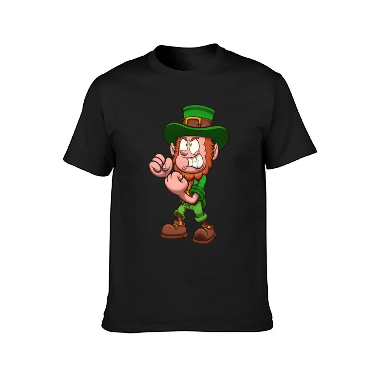 Angry Leprechaun Ready To Fight T-Shirt boys animal print anime clothes black t-shirts for men